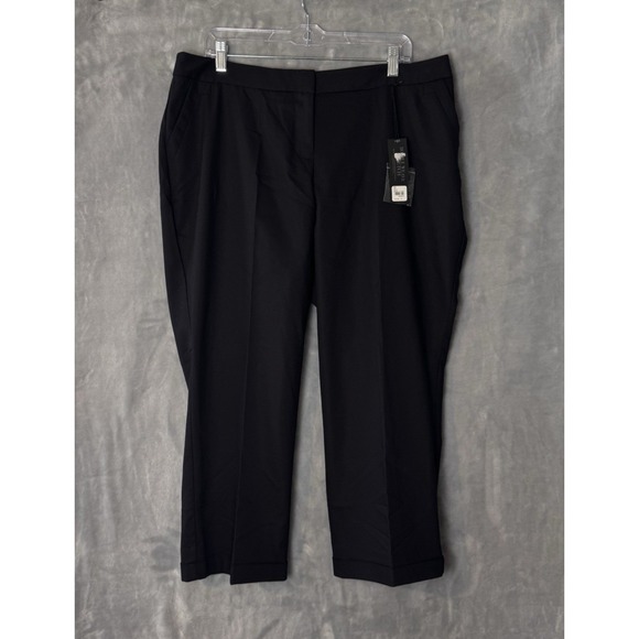 NWT‎ Lane Bryant Capri Pants Women's Size 16 Black Double Weave Stretch Pockets - Picture 1 of 16
